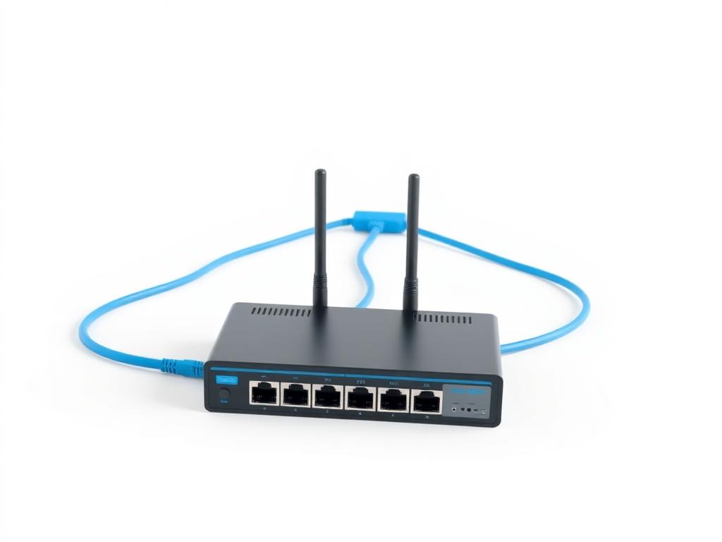 Ilustrasi perangkat jaringan router dan switch